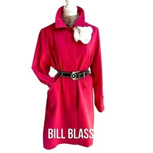 Vintage Bill Blass 1980’s Classic Red Trench Coat. H3